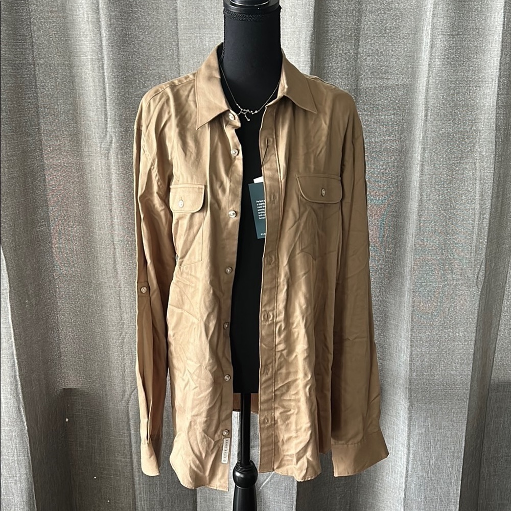 Perry Ellis Tan Lightweight Casual Top